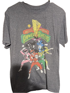 Mighty Morphin Power Rangers T-Shirt Men Sz XL (?) Gray/Blue
